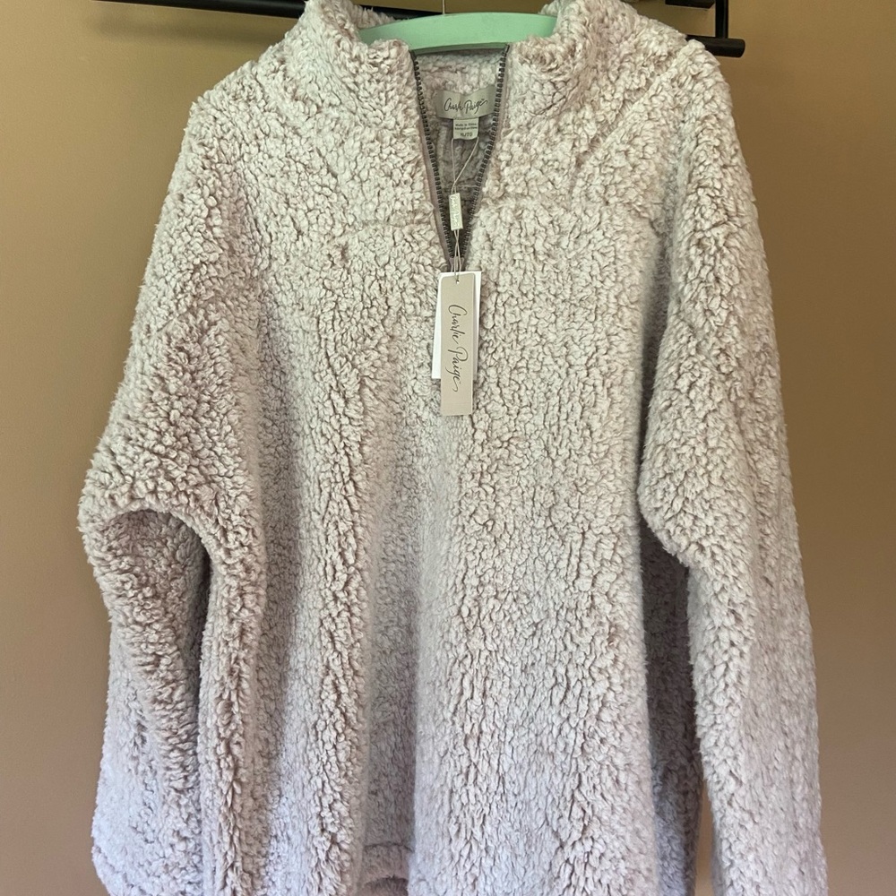 NWT Charlie Page Faux Fur Fleece Zip Pullover